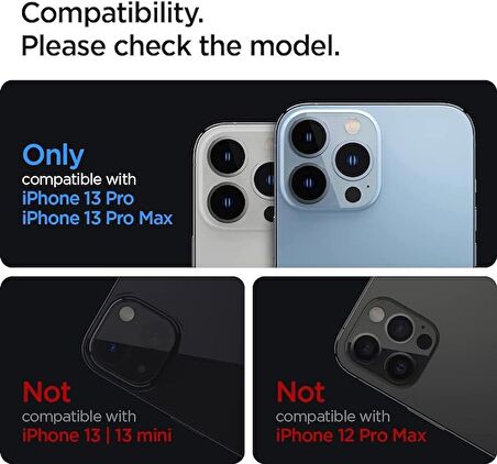 iPhone 13 Pro Max / iPhone 13 Pro Kamera Lens Cam Ekran Koruyucu, Spigen Glas.tR Optik (2 Adet) - AGL03381