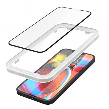 iPhone 14 / iPhone 13 Pro / iPhone 13 Uyumlu Kolay Kurulum Ekran Koruyucu, Spigen Glas.tR Align Master Full Cover Black (2 Adet)