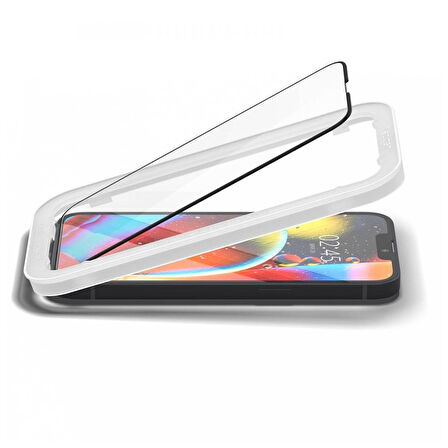 iPhone 14 / iPhone 13 Pro / iPhone 13 Uyumlu Kolay Kurulum Ekran Koruyucu, Spigen Glas.tR Align Master Full Cover Black (2 Adet)