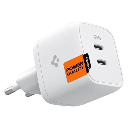 Spigen Powerarc Arcstation 35W Hızlı Şarj Cihazı 2 Port Gallium Nitride (Gan) Usb-C Pd 3.0 30W / Pps 30W (Samsung Hızlı Şarj Destekli) iPhone / Android Şarj Adaptörü PE2104 White - ACH03714