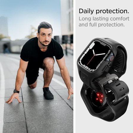 Spigen Apple Watch 41mm (Seri 9/8/7) ile uyumlu Kılıf, Kordon Kayış Liquid Air Pro Black - TEŞHİR