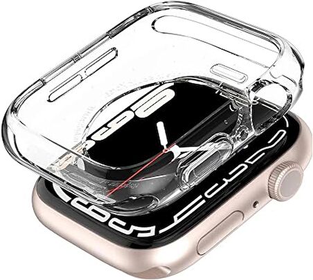 Spigen Apple Watch Seri 8/7/6/5/4/SE/SE 2 (45mm / 44mm) ile Uyumlu Kılıf Liquid Crystal 4 Tarafı Tam Koruma Crystal Clear - ACS04196