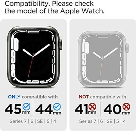 Spigen Apple Watch Seri 8/7/6/5/4/SE/SE 2 (45mm / 44mm) ile Uyumlu Kılıf Liquid Crystal 4 Tarafı Tam Koruma Crystal Clear - ACS04196