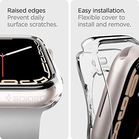 Spigen Apple Watch Seri 8/7/6/5/4/SE/SE 2 (45mm / 44mm) ile Uyumlu Kılıf Liquid Crystal 4 Tarafı Tam Koruma Crystal Clear - ACS04196