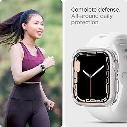 Spigen Apple Watch Seri 8/7/6/5/4/SE/SE 2 (45mm / 44mm) ile Uyumlu Kılıf Liquid Crystal 4 Tarafı Tam Koruma Crystal Clear - ACS04196