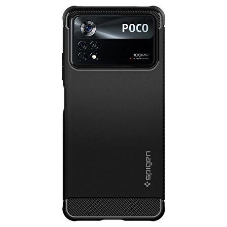 Spigen Poco X4 Pro ile Uyumlu Kılıf Rugged Armor Matte Black