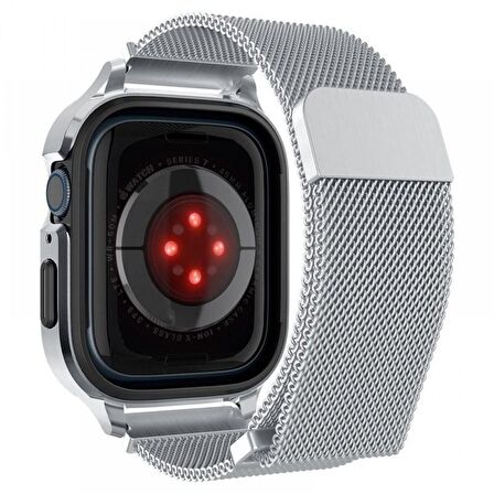 Apple Watch Uyumlu  Seri (45mm) Kılıf & Kayış, Spigen Metal Fit Pro