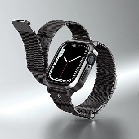 Apple Watch Uyumlu  Seri (45mm) Kılıf & Kayış, Spigen Metal Fit Pro