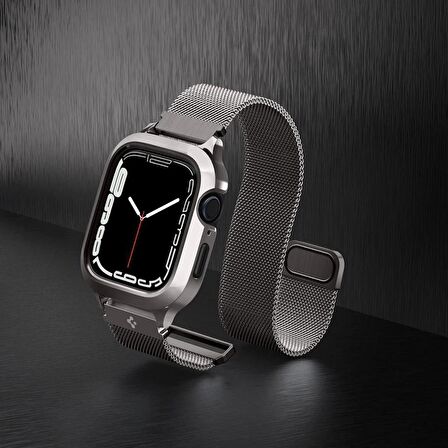 Apple Watch Uyumlu  Seri (45mm) Kılıf & Kayış, Spigen Metal Fit Pro