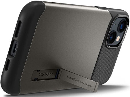 Spigen iPhone 14 Plus ile Uyumlu Kılıf Slim Armor Gun Metal