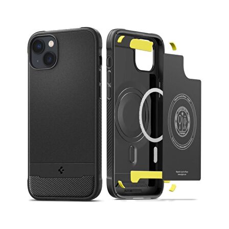 Spigen iPhone 14 Plus ile Uyumlu Kılıf Rugged Armor Mag (MagSafe Uyumlu) Matte Black