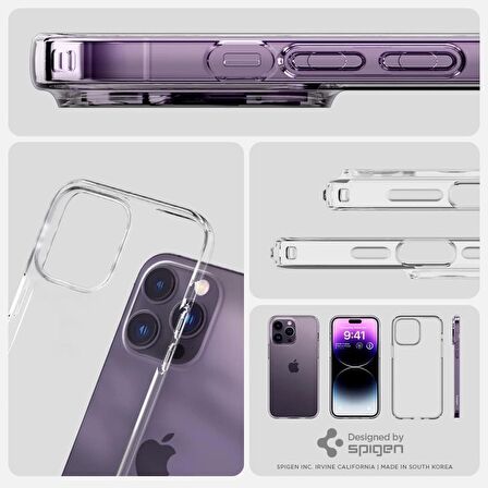 Spigen Apple iPhone 14 Pro Kılıf Liquid Crystal 4 Tarafı Tam Koruma Crystal Clear - ACS04953