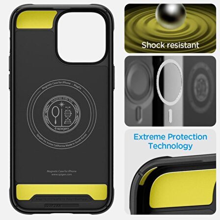 Spigen Apple iPhone 14 Pro Kılıf Rugged Armor MagFit Mat Siyah