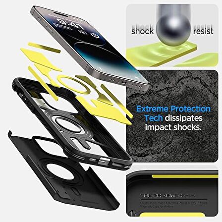 Spigen Apple iPhone 14 Pro Kılıf Tough Armor MagFit (Magsafe Uyumlu) Black - ACS04985