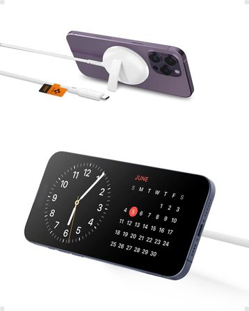 Spigen MagFit (15W) Manyetik Kablosuz Şarj Cihazı iPhone için MagSafe özellikli Kickstand ArcField White - ACH05430