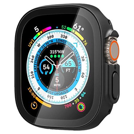 Apple Watch Ultra (49mm) ile Uyumlu Kılıf, Spigen Thin Fit 360 + Cam Ekran Koruyucu