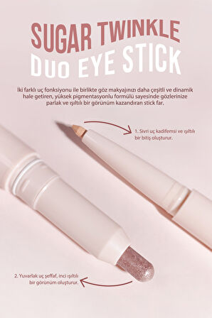 Çift Taraflı Kapatıcı ve Işıltılı Kalem Far Peripera Sugar Twinkle Duo Eye Stick (02 Shimmering)