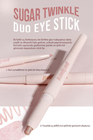 Çift Taraflı Kapatıcı ve Işıltılı Kalem Far Peripera Sugar Twinkle Duo Eye Stick (03 Glimmering Pink