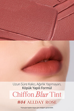 Pürüzsüz ve Kadifemsi Dokulu, Doğal Görünüm Sunan Tint Clio Chiffon Blur Tint (04 Allday Rose)