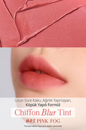 Pürüzsüz ve Kadifemsi Dokulu, Doğal Görünüm Sunan Tint Clio Chiffon Blur Tint (05 Pink Fog)