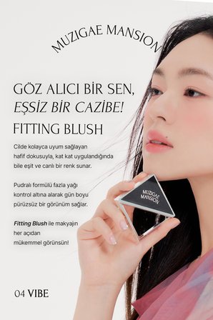 Ciltle Bütünleşen ve Pürüzsüzleştiren, Yumuşak Dokulu Allık MUZIGAE MANSION Fitting Blush (04 Vibe)