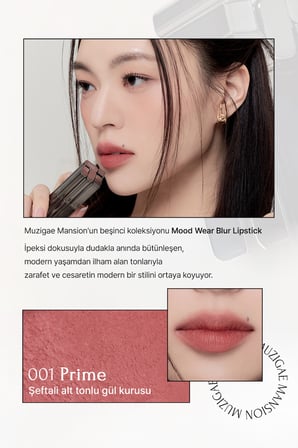Pürüzsüz Görünüm Sunan Kadifemsi Ruj MUZIGAE MANSION Moodwear Blur Lipstick (001 Prime)