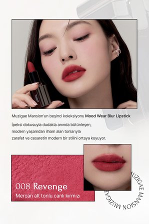 Pürüzsüz Görünüm Sunan Kadifemsi Ruj MUZIGAE MANSION Moodwear Blur Lipstick (008 Revenge)