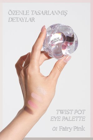 4'lü Far Paleti + Mini Boy Icy Glow (Set) MUZIGAE MANSION Twist Pot Eye Palette (01 Fairy Pink)
