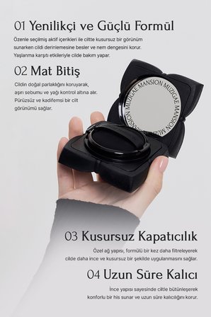 Kapatıcı, Mat Bitişli Cushion + Refill MUZIGAE MANSION Sleek Matt Cushion Set (No.25) SPF50+/PA++++