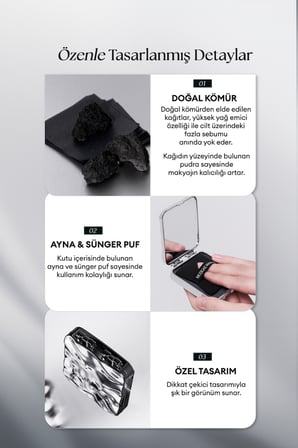 Özel Tasarımlı Aynalı Kutu Sünger Puf ve 50 Adet Yağ Kontrol Kağıdı MUZIGAE MANSION Mirror Oil Paper