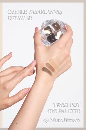 4'lü Far Paleti + Mini Boy Icy Glow (Set) MUZIGAE MANSION Twist Pot Eye Palette (03 Mute Brown)