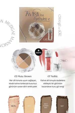 4'lü Far Paleti + Mini Boy Icy Glow (Set) MUZIGAE MANSION Twist Pot Eye Palette (03 Mute Brown)