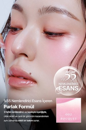 Hafif Yapılı, Ciltle Bütünleşen Parlak Bitişli Likit Allık MUZIGAE MANSION Objet Blush (002 Bouquet)