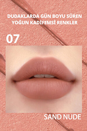 Yoğun Renk Pigmentli,  Kadife Görünümlü Ruj Peripera Ink Velvet Intense Stick (007 Sand Nude)