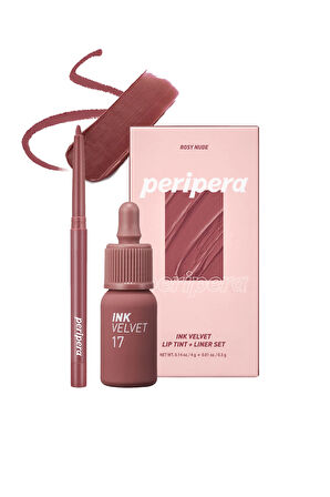 Kadife Görünümlü Tint ve Dudak Kalemi Peripera Ink Velvet + Lip Liner Set (001 Rosy Nude)