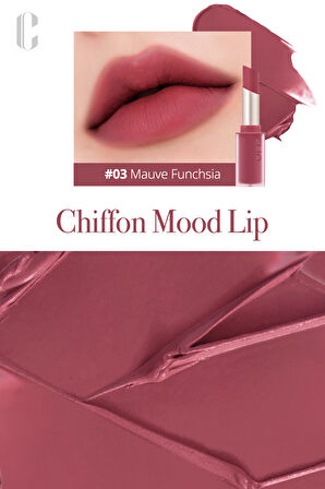 Yumuşak Dokulu, Hafif Mat Görünüm Sunan Ruj Clio Chiffon Mood Lip  (03 Mauve Fuchsia)