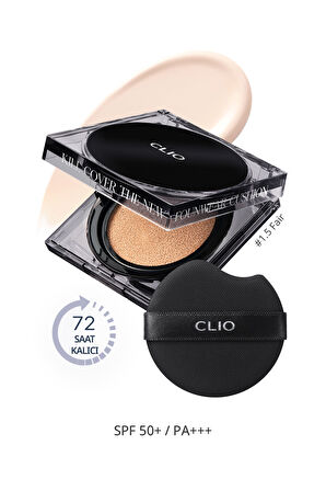 Kalıcı Kapatıcılık Sunan Cushion Clio Kill Cover The New Founwear Cushion+Refill(1.5Fair)SPF50+PA+++