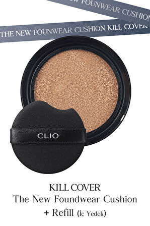 Kalıcı Kapatıcı Cushion Clio Kill Cover The New Founwear Cushion +Refill (2.5 Ivory) SPF50+ PA+++