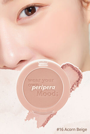 Pastel Tonlarda Sebum Dengeleyici Toz Allık Peripera Pure Blushed Sunshine Cheek (16 Acorn Beige)