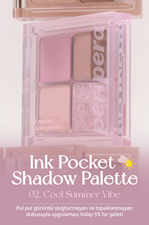 Mat, Parıltılı Tonlarda 5'li Far Paleti Peripera Ink Pocket Shadow Palette (02 Cool Summer Vibe)