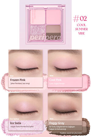 Mat, Parıltılı Tonlarda 5'li Far Paleti Peripera Ink Pocket Shadow Palette (02 Cool Summer Vibe)