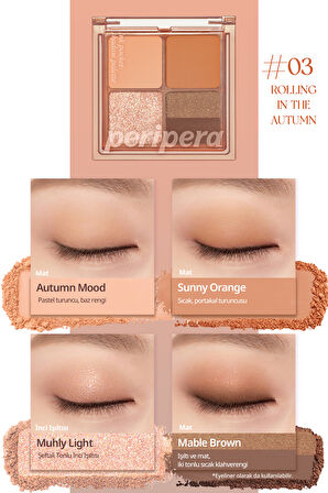 Mat, Parıltılı Tonlarda 5'li Far Paleti Peripera Ink Pocket Shadow Palette (03 Rolling in The Autum)