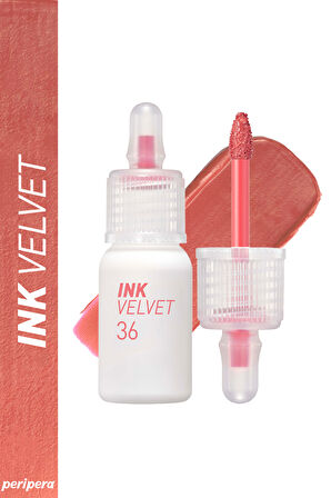 Yüksek Pigmentli, Kadife Görünümlü, Gün Boyu Kalıcı Tint Peripera Ink Velvet (36 Active Coral)