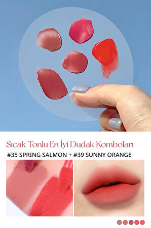 Yüksek Pigmentli, Kadife Görünümlü, Gün Boyu Kalıcı Tint Peripera Ink Velvet (39 Sunny Orange)