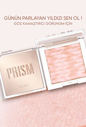 Mikro İnci Taneciklerle Yoğun Işıltı Sağlayan Highlighter Clio Prism Highlighter (02 Fairy Pink)