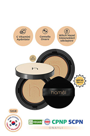 Zero Fit Cushion Uzun Süre Kalıcı Kore Fondöten Spf50+ Pa+++ Doğal Bitişli Refill X2 12g Beige