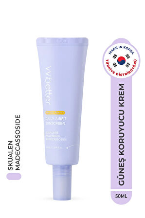 Daily Airfit Sunscreen Spf50 Yüksek Koruma Güneş Kremi Panthenol Nemlendirici Yatıştırıcı Kore 50ml