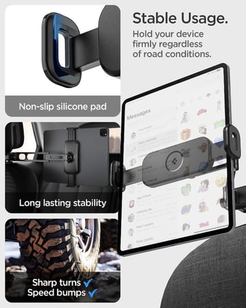 Spigen Araç Baş Desteği ile Uyumlu Telefon & Tablet Tutucu Kol Standı Kuel UTS45 Siyah - ACP05862 - OUTLET