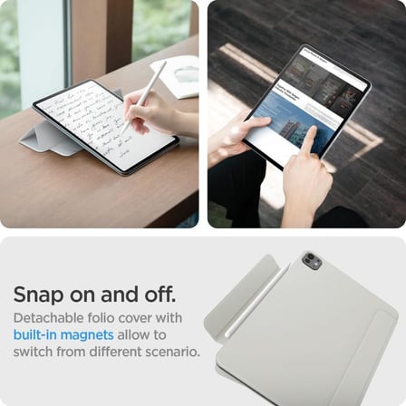 Spigen iPad Pro 13\'\' (2024) Kılıf Air Skin Folio OneTap Metal Ring MagFit Gray - Teşhir