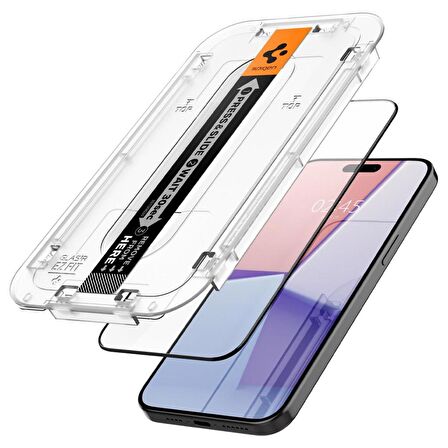 iPhone 15 Pro Ekran Koruyucu Kolay Kurulum, Spigen GLAS.tR EZ Fit FC (2 Adet) Black